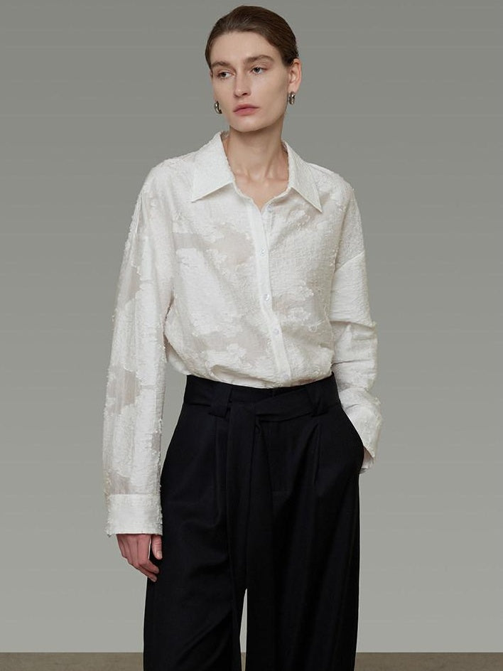 unspoken Breathable Lyocell Loose Fit Button Cardigan Women Work White Long Sleeve Shirts