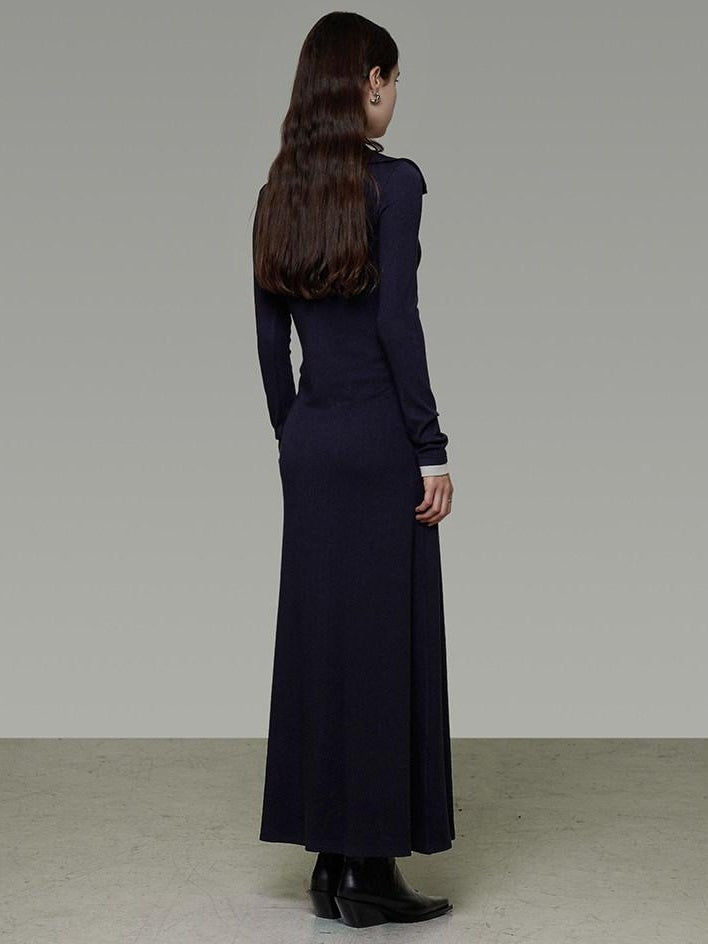 unspoken Breathable Modal Faux Twopiece Slim A Line V-neck Commuter Maxi Dresses