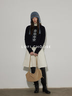 Lofi choose Soft Acrylic Crewneck Loose Fit Diamond Pattern Commuter Knitwear Sweaters
