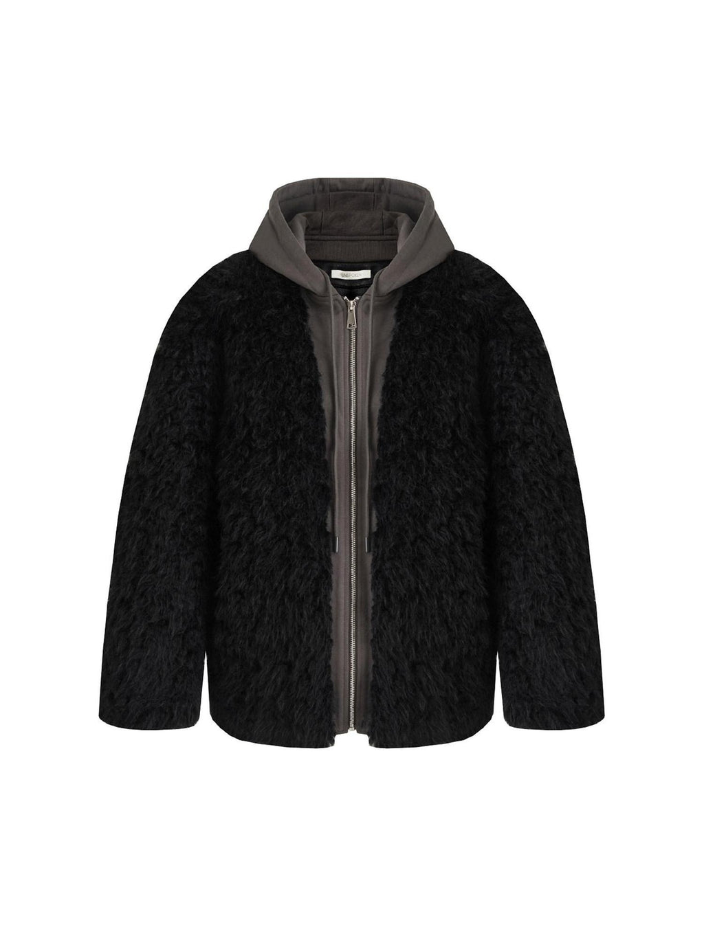 unspoken Warm Minimalist Commuter Loose Fit Zip Layered Women Black Polyester Short Coat