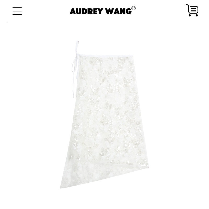audreyyang_Shimmering_Sequin_Lace_Asymmetrical_Mid_Rise_Tie_Waist_Women_White_Midi_Skirts_MISSTT