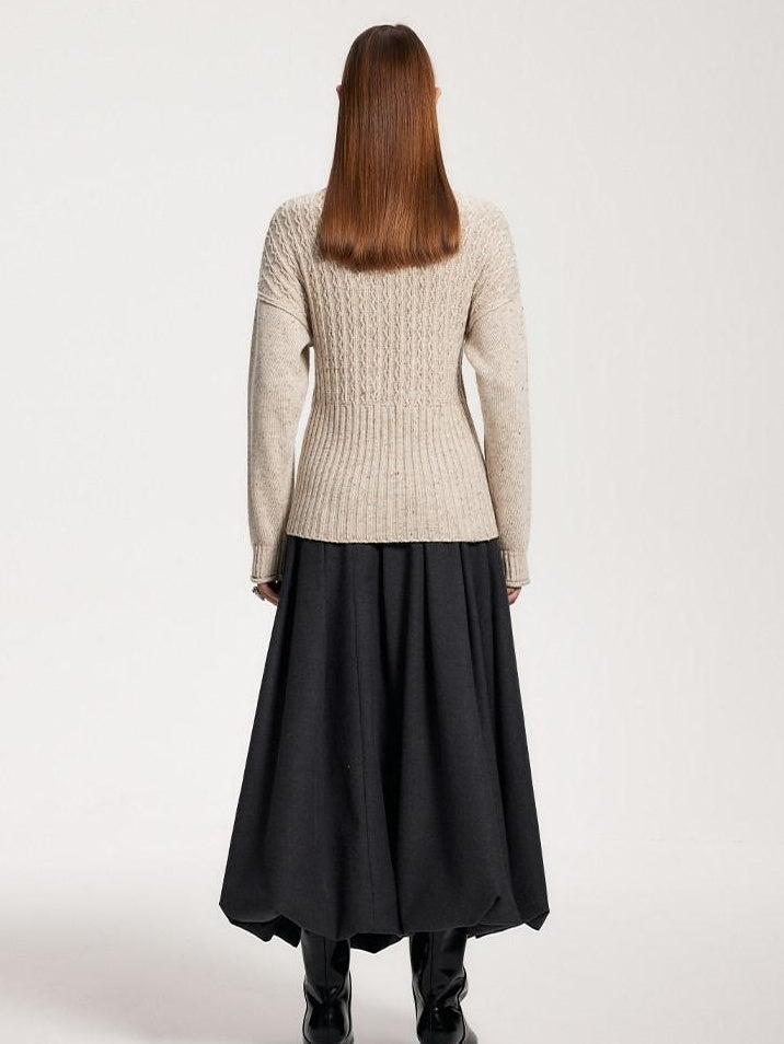 someone sometimes Acrylic Blend Speckled Beige Crew Neck Pullover Office Knitwear Sweaters