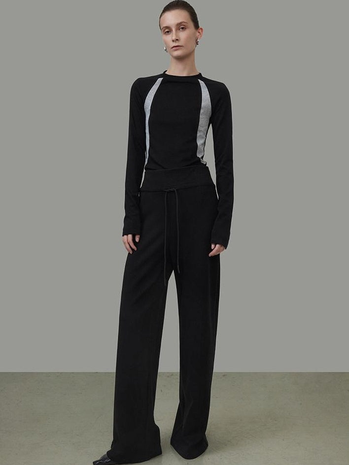 unspoken Nylon Viscose Stretch Slim Fit Minimalist Office Colorblock Crewneck Sweaters