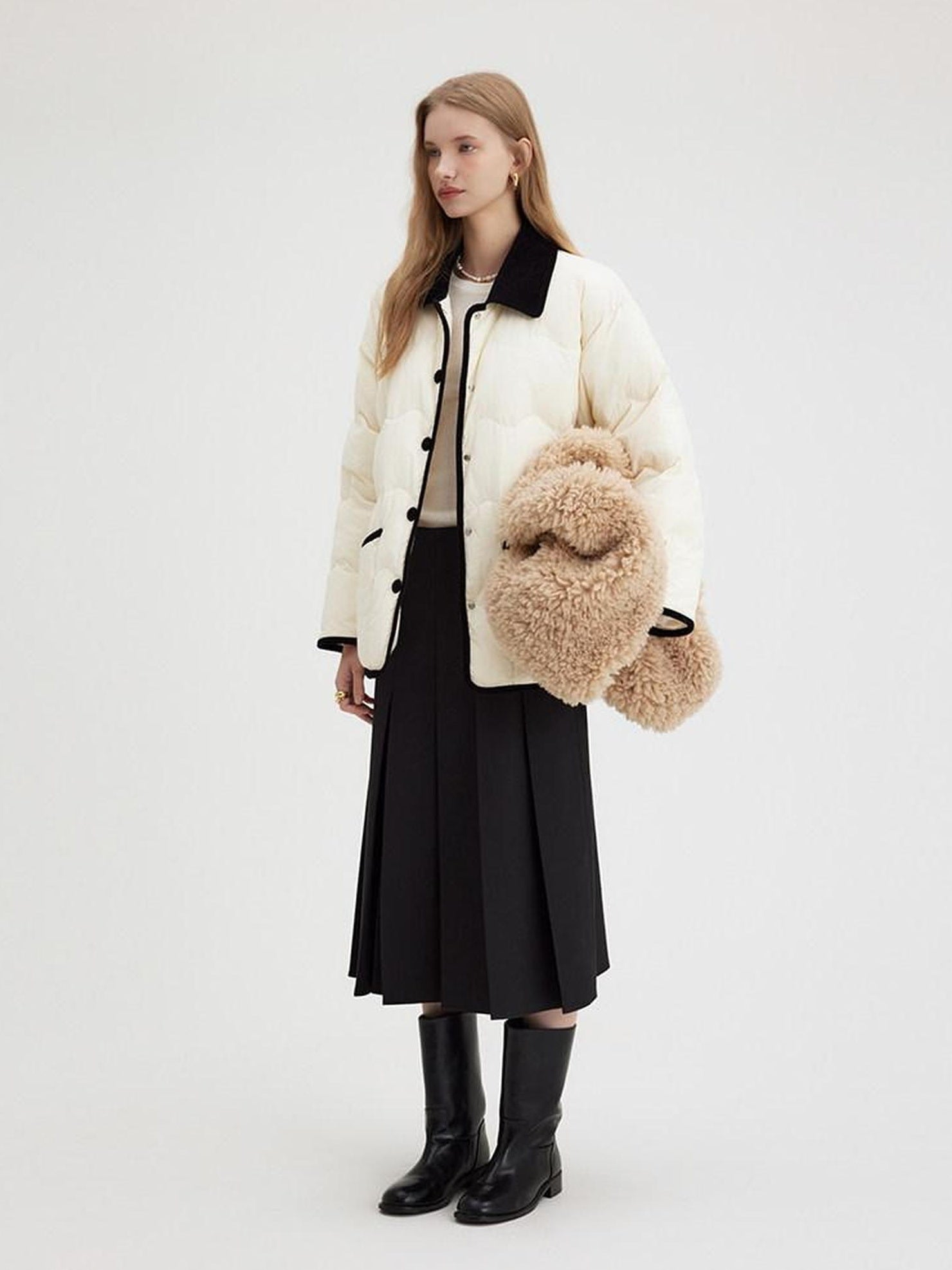 fano 90 Percent White Duck Down Minimal Commuter Straight Colorblock Down Jackets