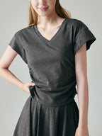 fano Chic V-neck Short Sleeve Two Piece Women Matching Set Top & Skirt Sets
