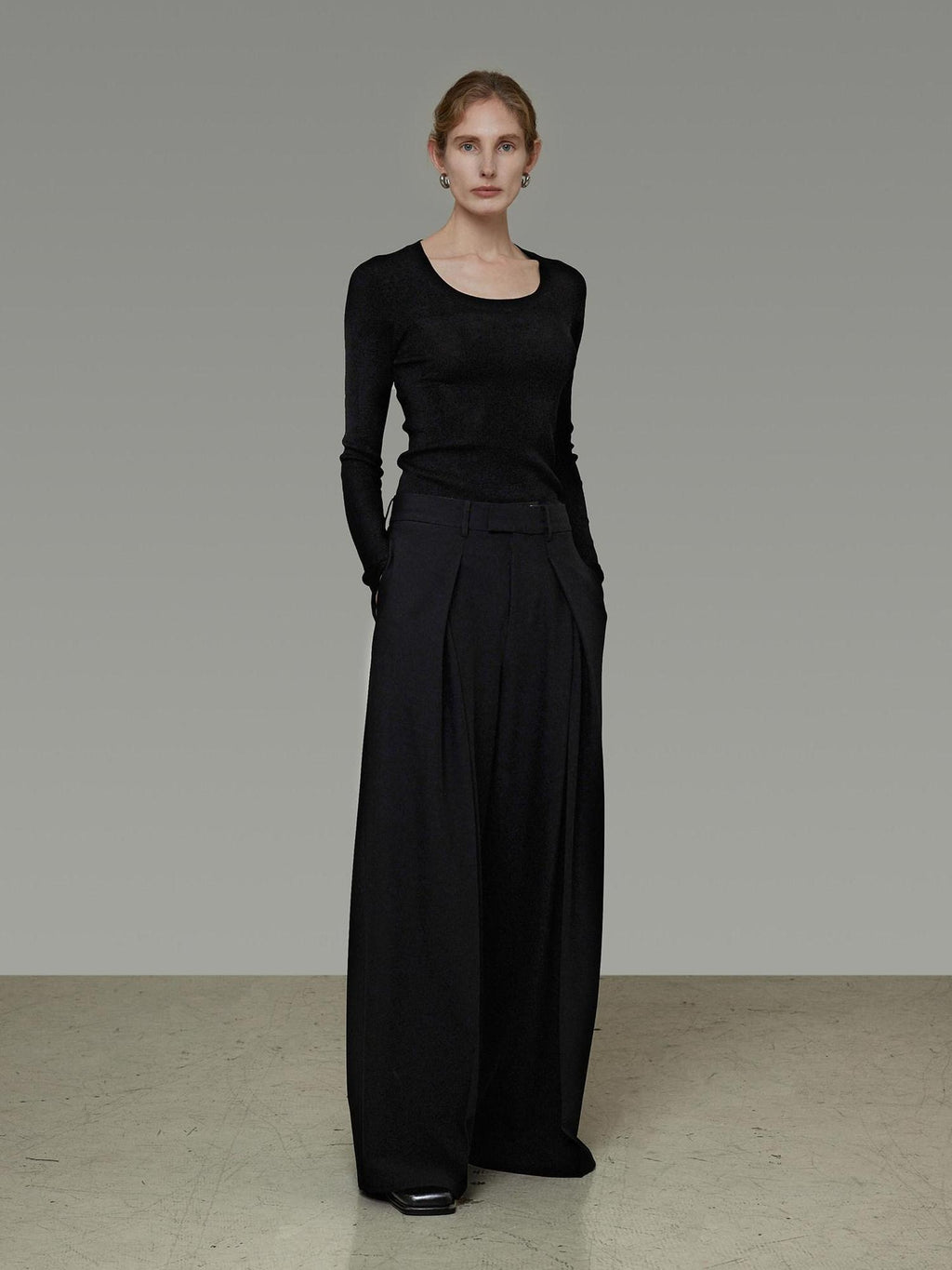 unspoken High Waist Breathable Black Minimalist Zipper Fly Women Wide Leg Pants