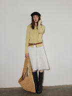 Lofi choose Button Front Knit Regular Fit Office Women Round Neck Yellow Charcoal Cardigans