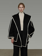 unspoken Premium Wool Alpaca Blend Straight Tailored Office Notch Lapel Black Wool Coats