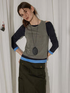 Lofi choose Soft Acrylic Cotton Blend Commuter Loose Fit Women Green Long Sleeve T-Shirts