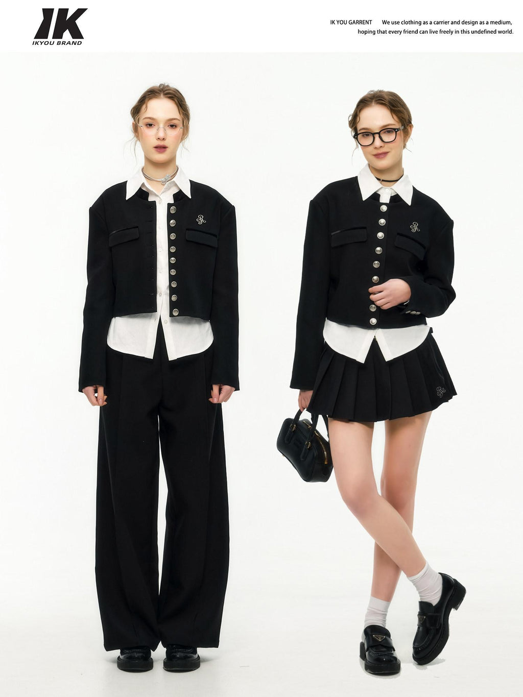 ikyou Embroidered Pleat Slim Fit Office Cotton Blend Collared Long Sleeve Blouses
