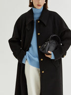 fano Insulated Minimalist Commuter Straight Raglan Sleeve Women Poly Blend Long Coats