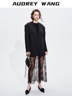 audreyyang Stretchy Polyester Blend Patchwork H Silhouette Casual Women Midi Dresses