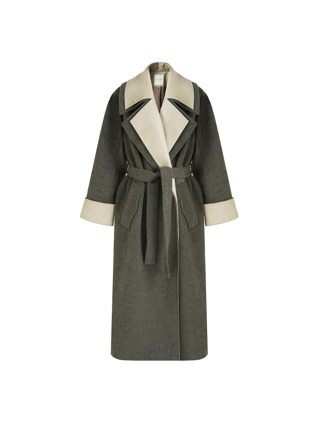 unspoken Minimal Commuter Oversized Long Notch Collar Olive Green Wool Blend Wool Coats