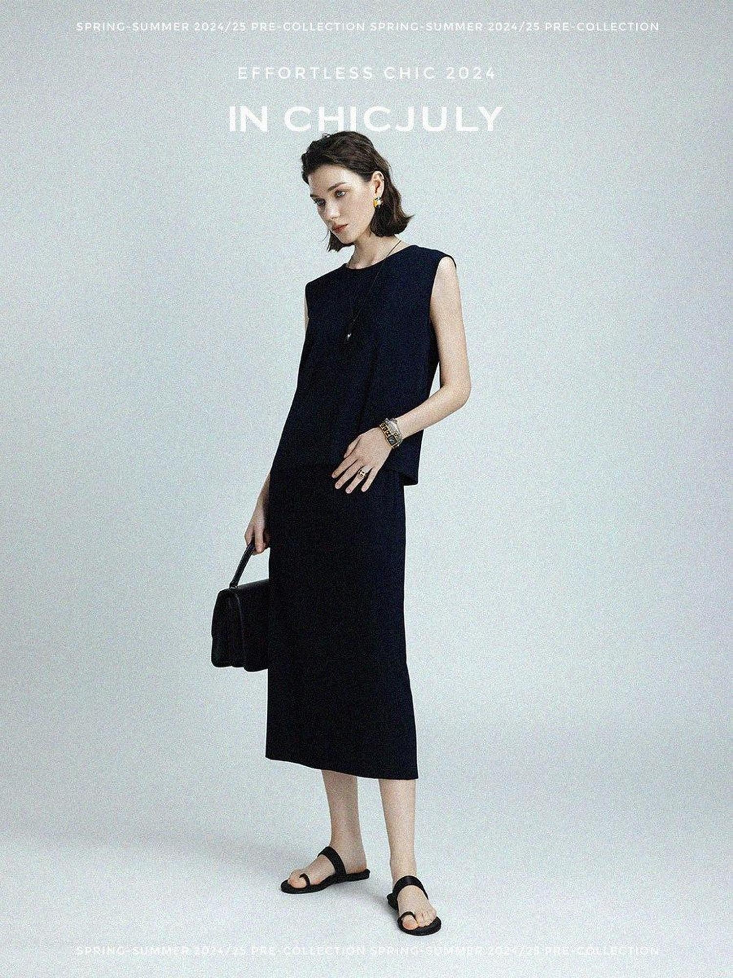 chicjuly 3d Draped Tailoring Flower Bud Silhouette Lightweight Women's Top & Skirt Sets