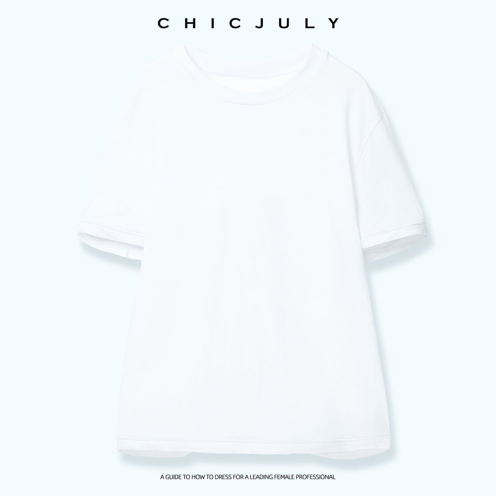 chicjuly 3d Fishbone Twist Edge Minimalist Women's Cotton Off White Short Sleeve T-shirts 1042074646599