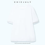 chicjuly 3d Fishbone Twist Edge Minimalist Women's Cotton Off White Short Sleeve T-shirts 1042074646599