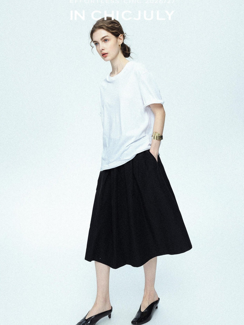 chicjuly 3d Fishbone Twist Edge Minimalist Women's Cotton Off White Short Sleeve T-shirts