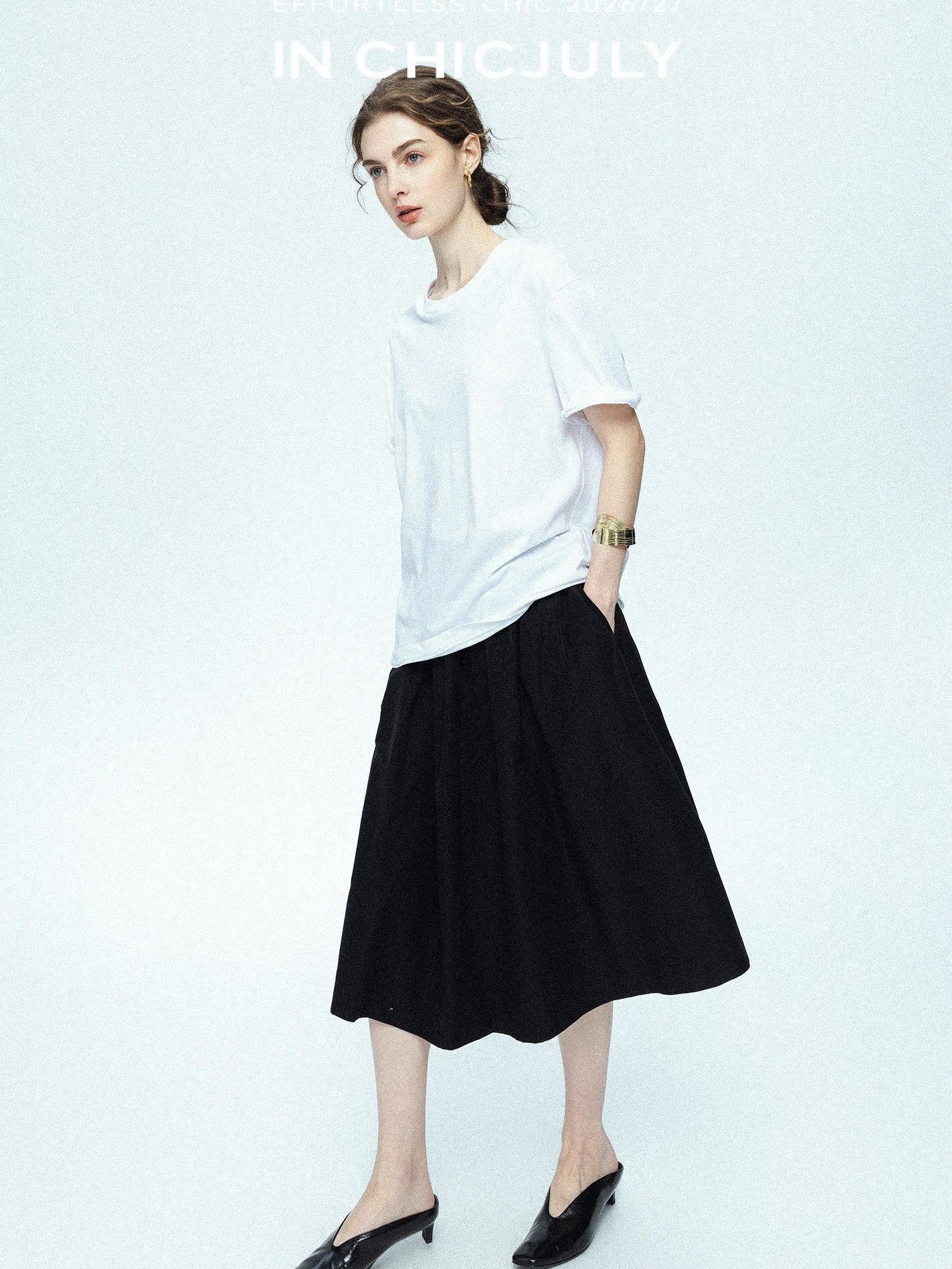 chicjuly 3d Fishbone Twist Edge Minimalist Women's Cotton Off White Short Sleeve T-shirts