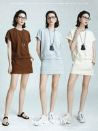 chicjuly Air Layer Breathable Minimalist Women's Cotton Loose Top & Shorts Sets