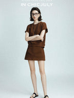 chicjuly Air Layer Breathable Minimalist Women's Cotton Loose Top & Shorts Sets