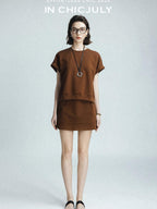 chicjuly Air Layer Breathable Minimalist Women's Cotton Loose Top & Shorts Sets