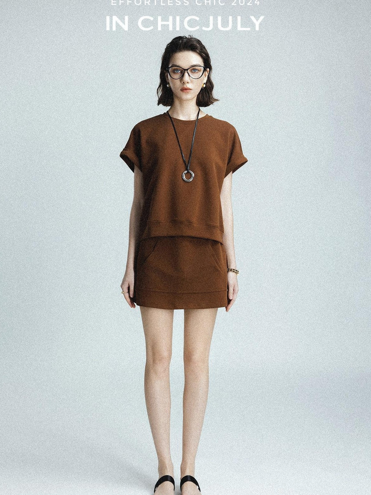 chicjuly Air Layer Breathable Minimalist Women's Cotton Loose Top & Shorts Sets