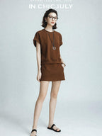 chicjuly Air Layer Breathable Minimalist Women's Cotton Loose Top & Shorts Sets
