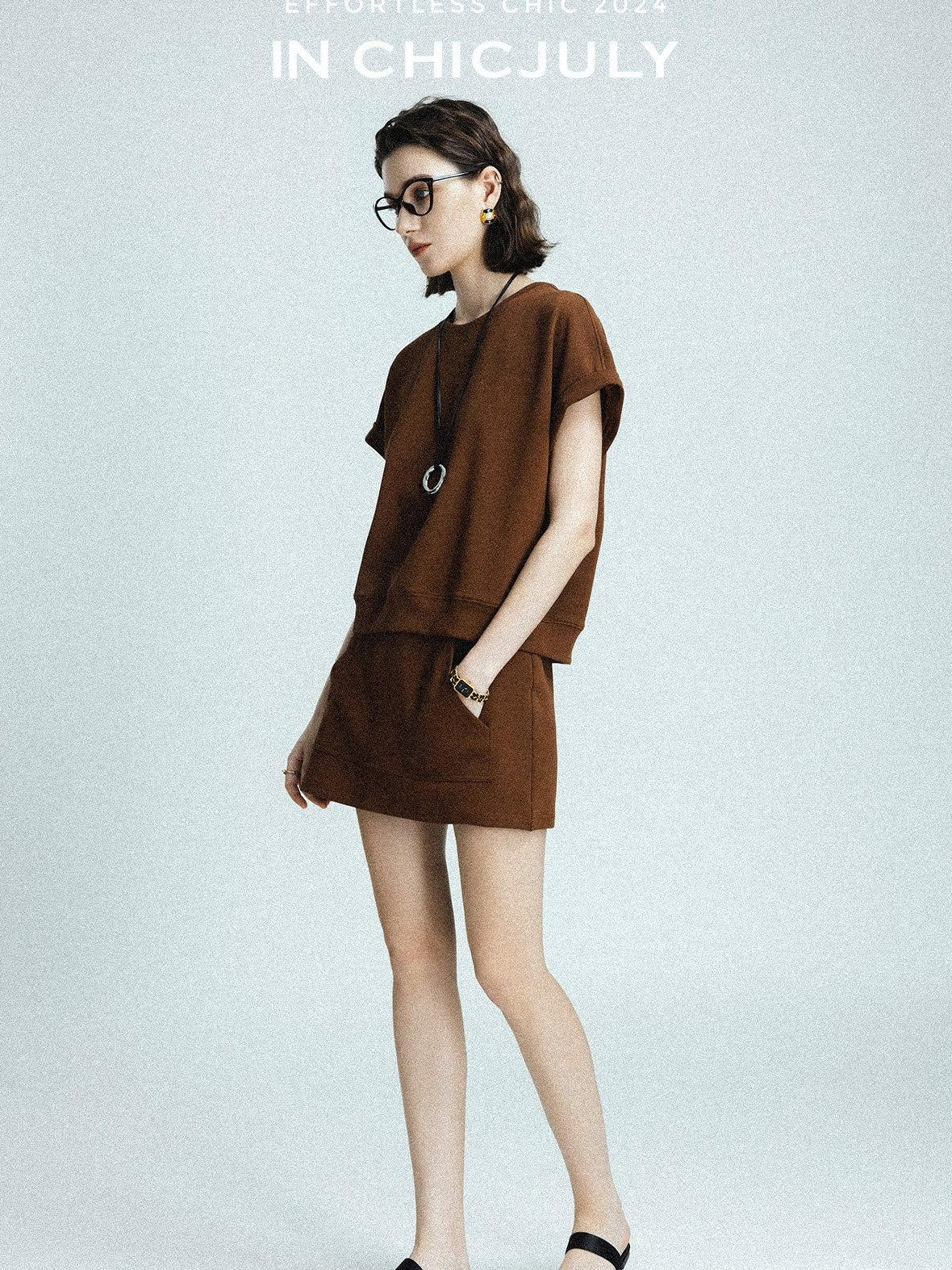 chicjuly Air Layer Breathable Minimalist Women's Cotton Loose Top & Shorts Sets