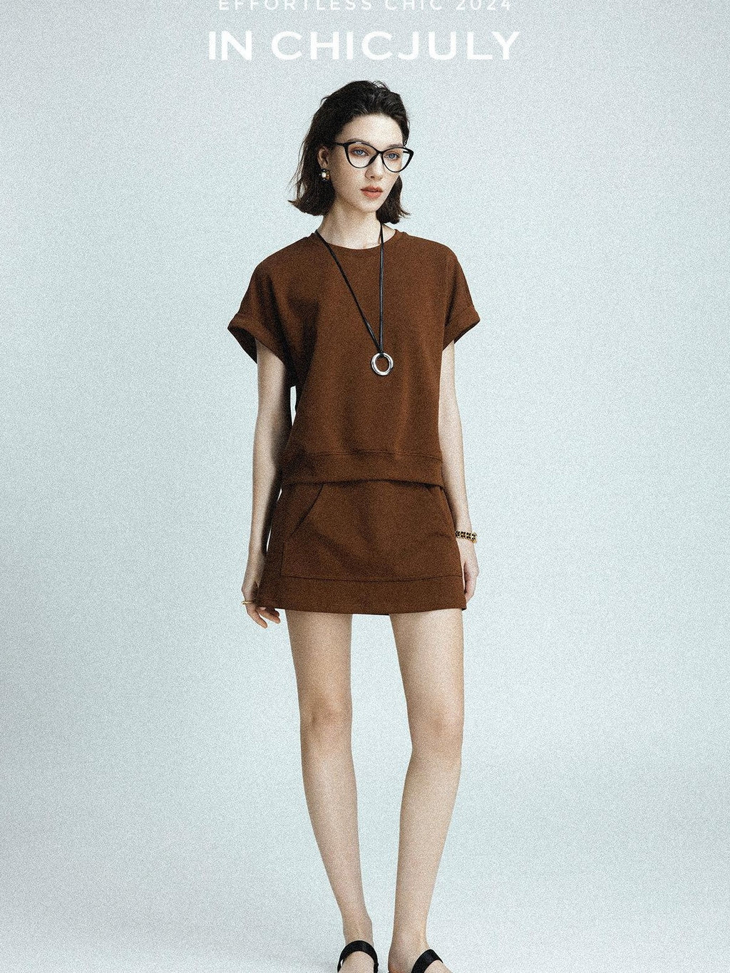 chicjuly Air Layer Breathable Minimalist Women's Cotton Loose Top & Shorts Sets