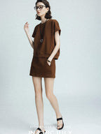 chicjuly Air Layer Breathable Minimalist Women's Cotton Loose Top & Shorts Sets