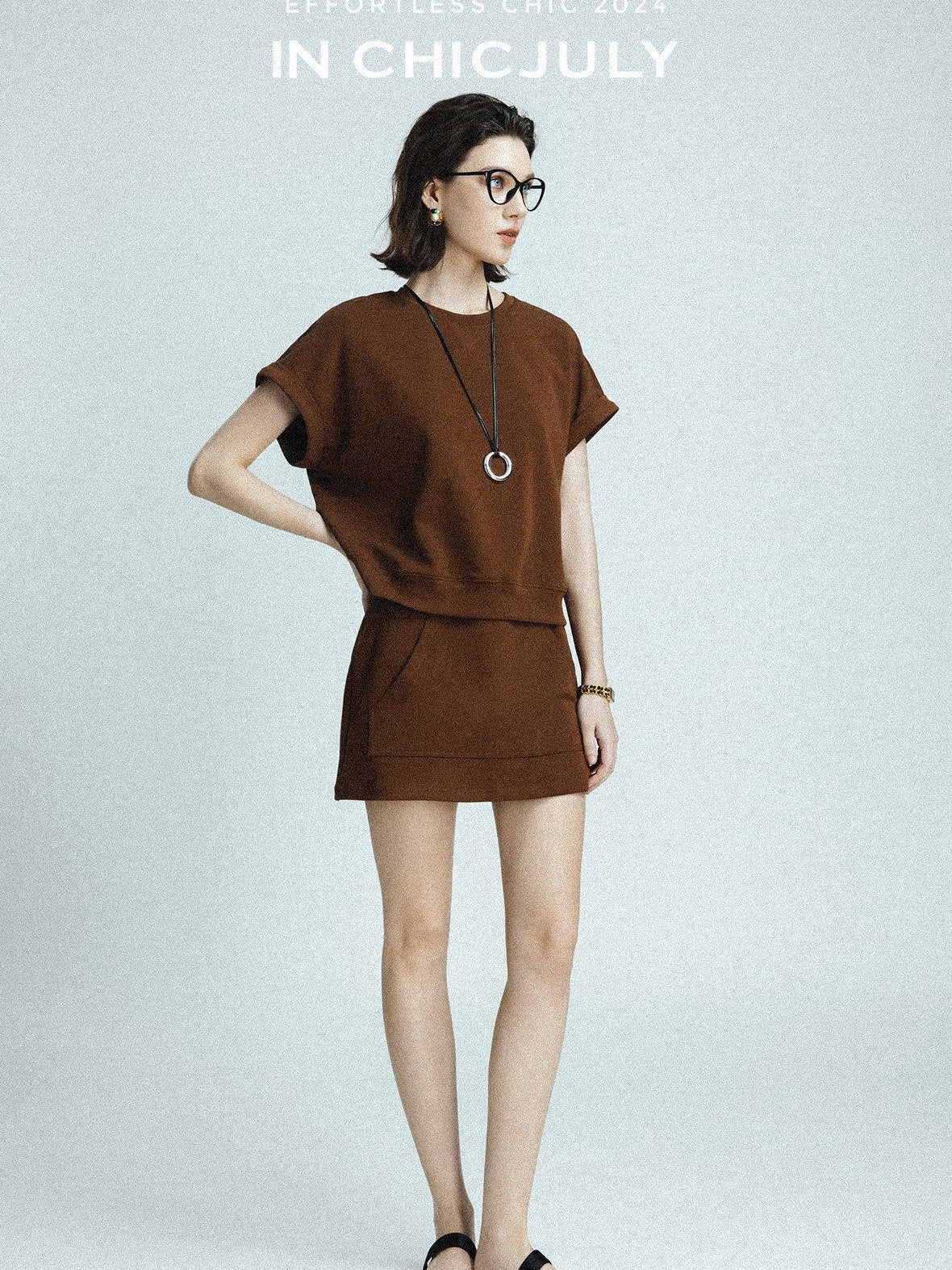 chicjuly Air Layer Breathable Minimalist Women's Cotton Loose Top & Shorts Sets