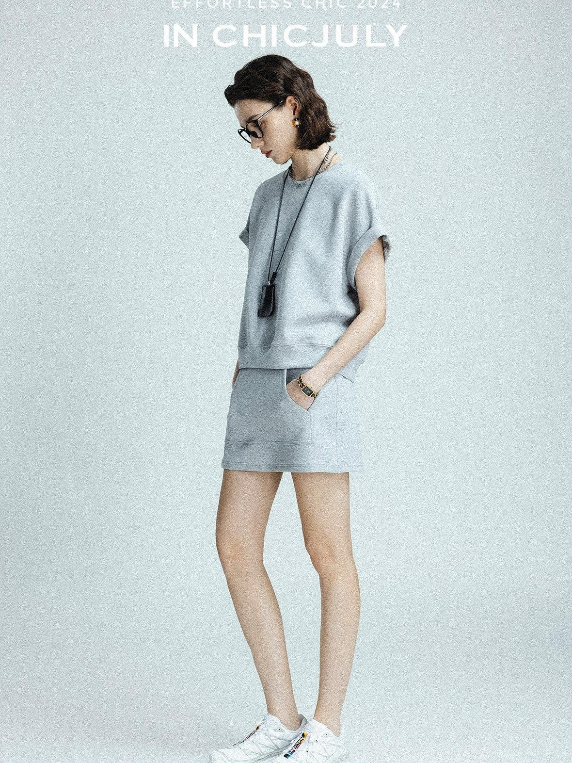 chicjuly Air Layer Breathable Minimalist Women's Cotton Loose Top & Shorts Sets