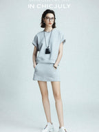 chicjuly Air Layer Breathable Minimalist Women's Cotton Loose Top & Shorts Sets