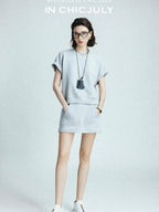 chicjuly Air Layer Breathable Minimalist Women's Cotton Loose Top & Shorts Sets