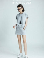 chicjuly Air Layer Breathable Minimalist Women's Cotton Loose Top & Shorts Sets