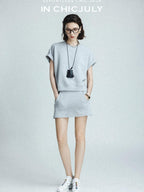 chicjuly Air Layer Breathable Minimalist Women's Cotton Loose Top & Shorts Sets