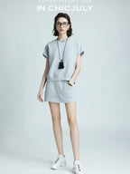 chicjuly Air Layer Breathable Minimalist Women's Cotton Loose Top & Shorts Sets