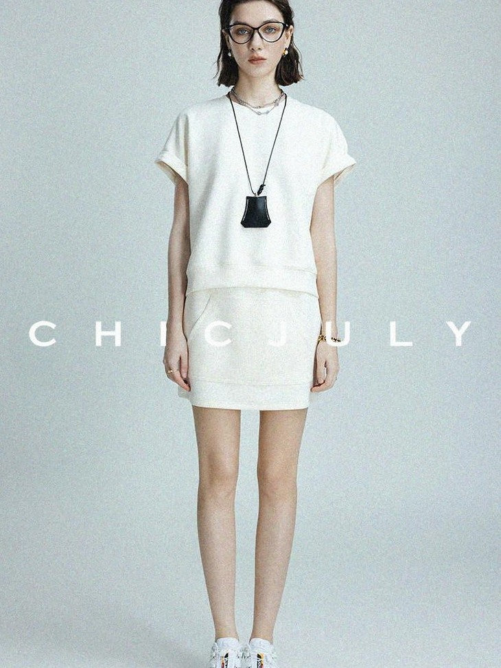 chicjuly Air Layer Breathable Minimalist Women's Cotton Loose Top & Shorts Sets