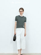chicjuly Airy Sandwashed Wrinkle Free Women's Cotton Linen Wide-leg Pants