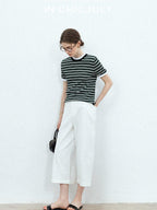 chicjuly Airy Sandwashed Wrinkle Free Women's Cotton Linen Wide-leg Pants