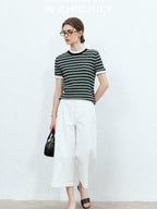 chicjuly Airy Sandwashed Wrinkle Free Women's Cotton Linen Wide-leg Pants