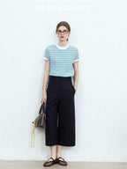 chicjuly Airy Sandwashed Wrinkle Free Women's Cotton Linen Wide-leg Pants