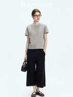 chicjuly Airy Sandwashed Wrinkle Free Women's Cotton Linen Wide-leg Pants