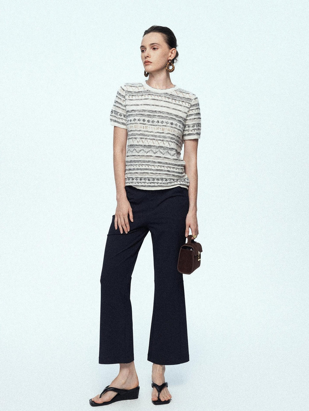 chicjuly Ankle Length High Waist Slim Micro Flare Women's Other Fabric Straight Pants