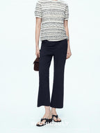 chicjuly Ankle Length High Waist Slim Micro Flare Women's Other Fabric Straight Pants