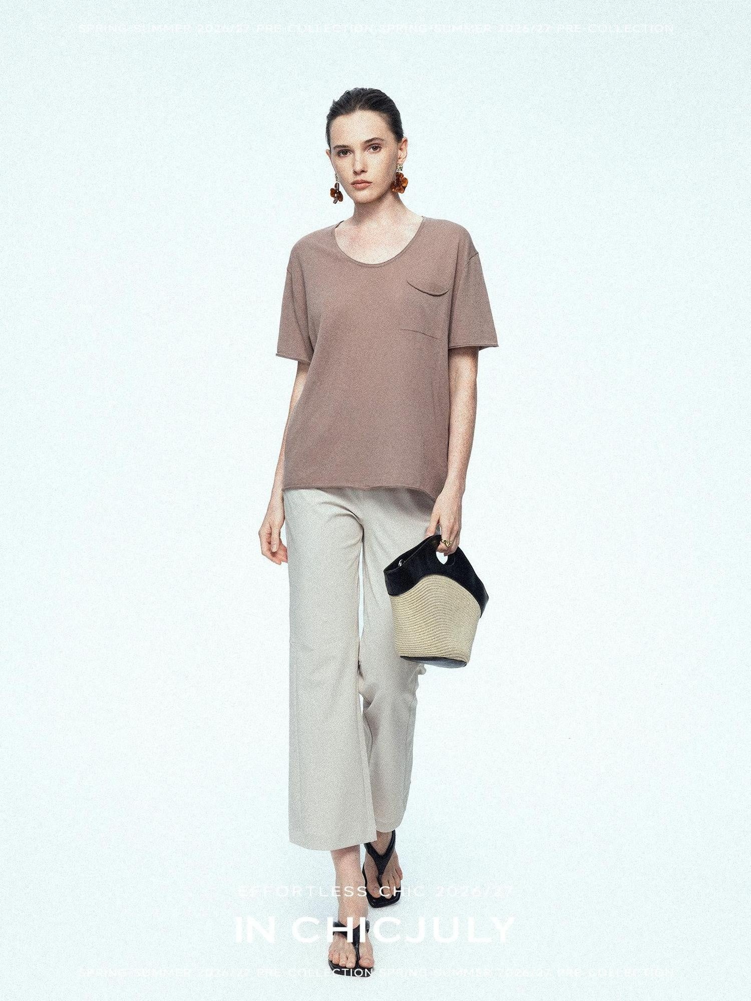 chicjuly Ankle Length High Waist Slim Micro Flare Women's Other Fabric Straight Pants