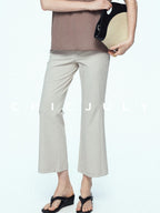 chicjuly Ankle Length High Waist Slim Micro Flare Women's Other Fabric Straight Pants