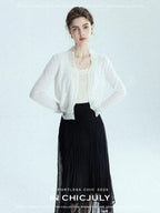 chicjuly Balletcore Water Soluble Lace V-neck Pocket Women's Cashmere Wool Cardigans