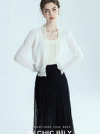 chicjuly Balletcore Water Soluble Lace V-neck Pocket Women's Cashmere Wool Cardigans