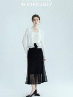 chicjuly Balletcore Water Soluble Lace V-neck Pocket Women's Cashmere Wool Cardigans